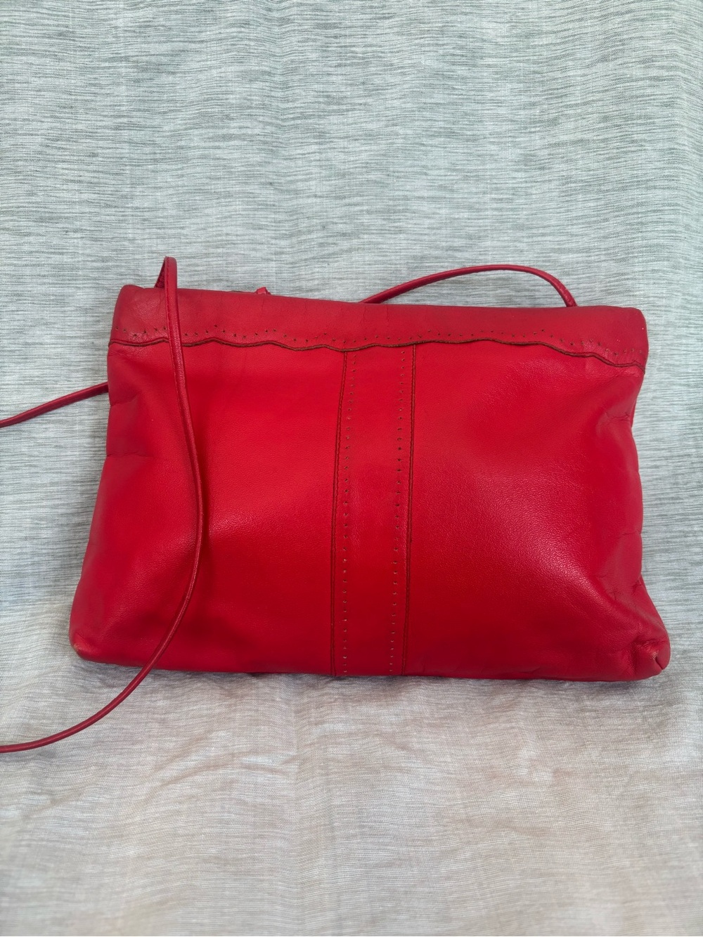 Vintage Red Leather Crossbody Purse from Brazil